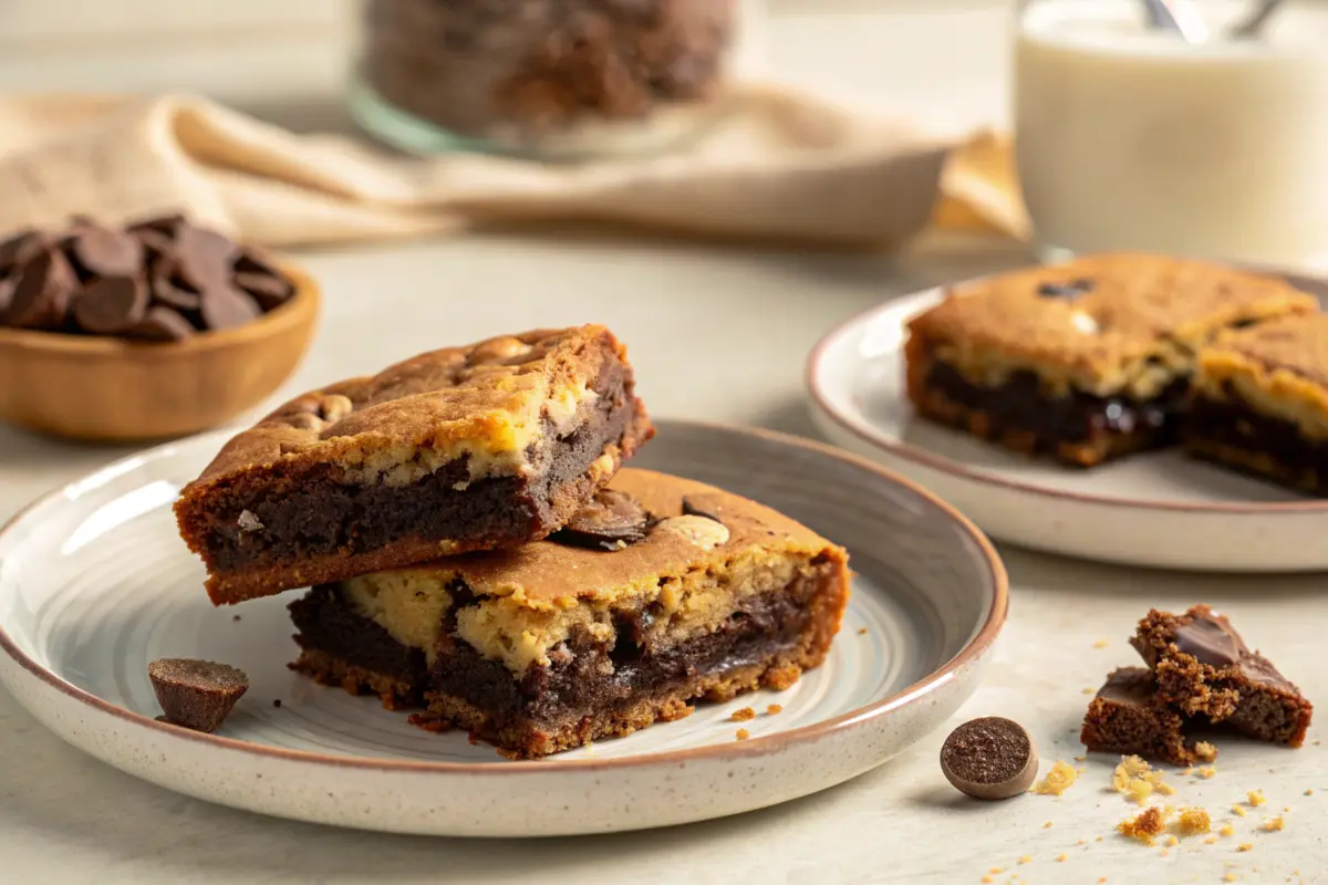 Delicious homemade brookie fresh from the oven.