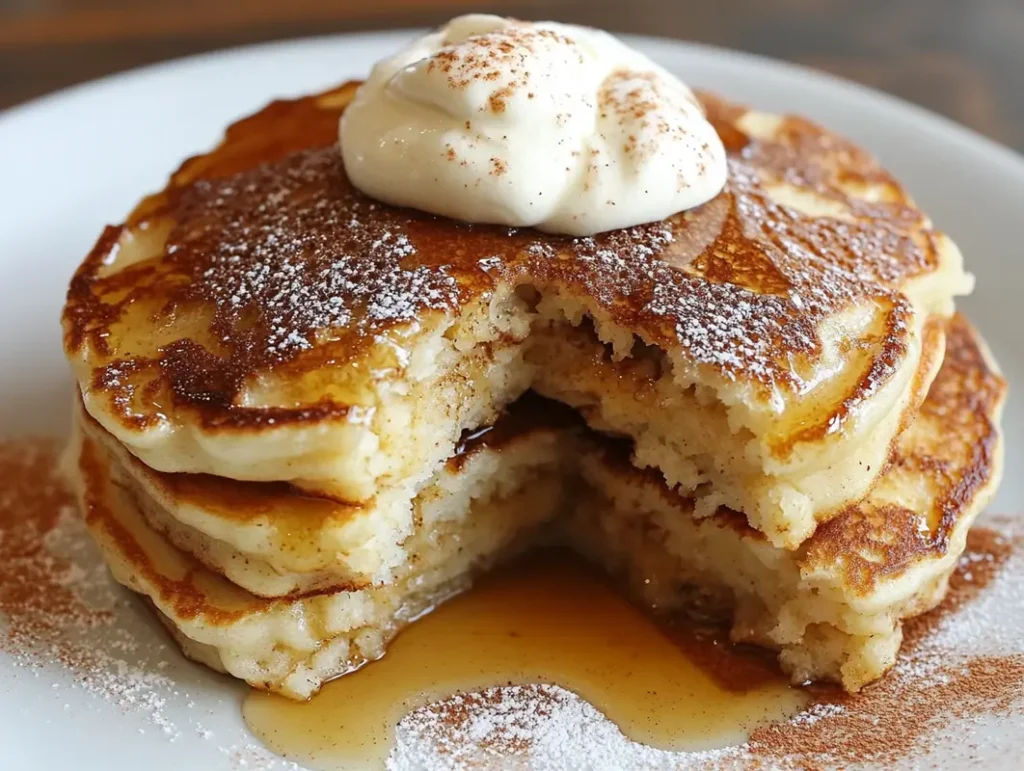 Buttermilk pancake recipe close up shot.