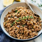 Cooked farro in a bowl