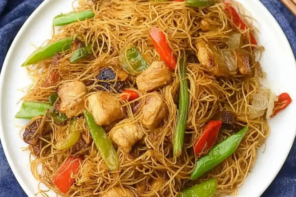 Delicious Pancit Bihon recipe ready to be served.