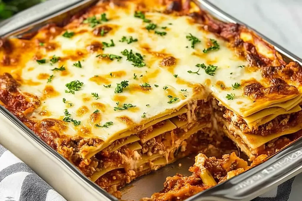 Delicious easy lasagna recipe ready to be served