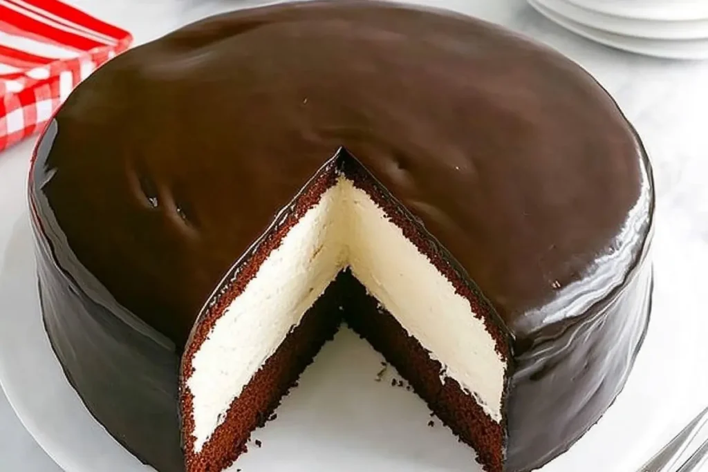 A close-up of a delicious Ding Dong cake.