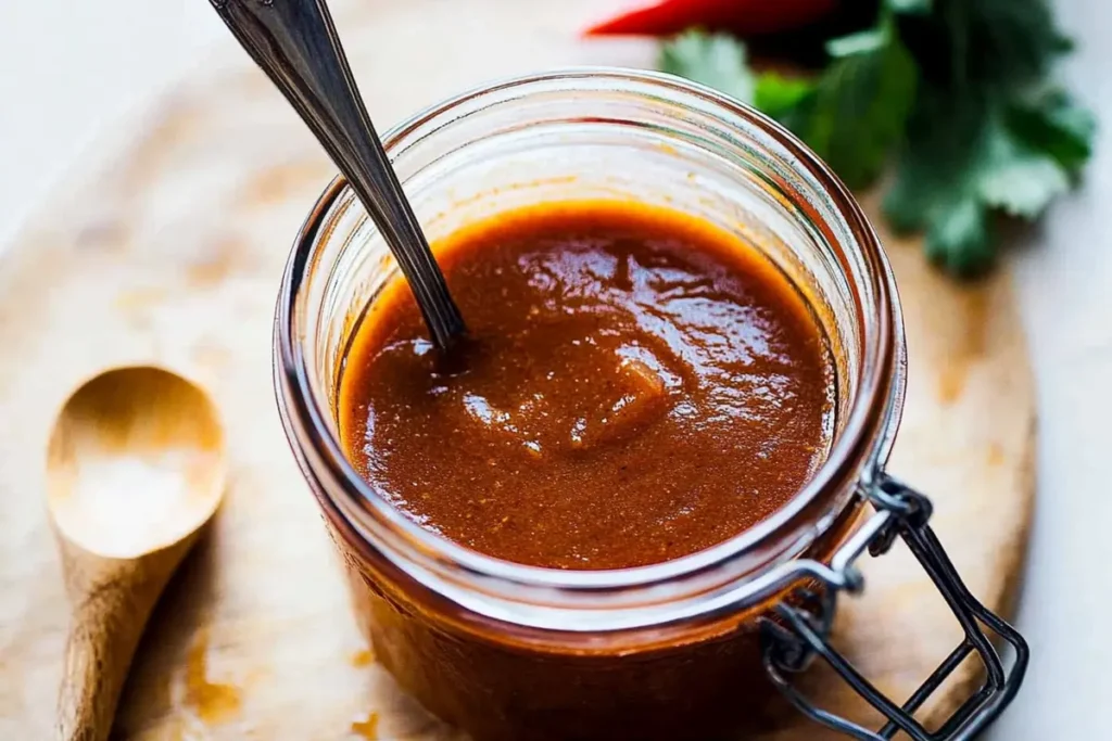 Homemade enchilada sauce recipe in a saucepan