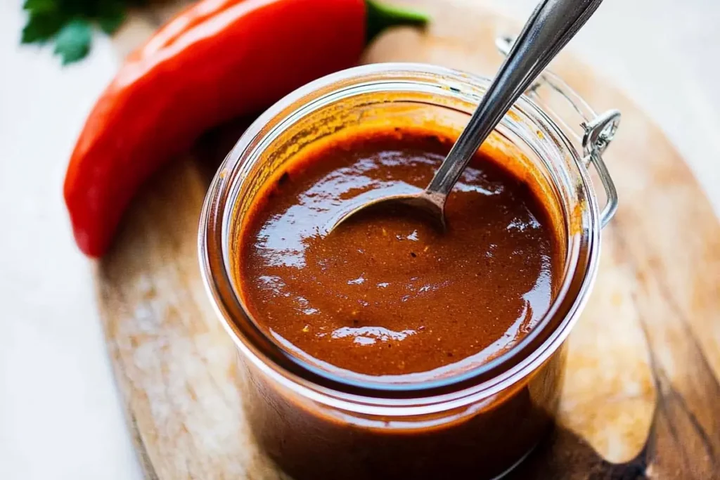 Homemade enchilada sauce recipe in a saucepan