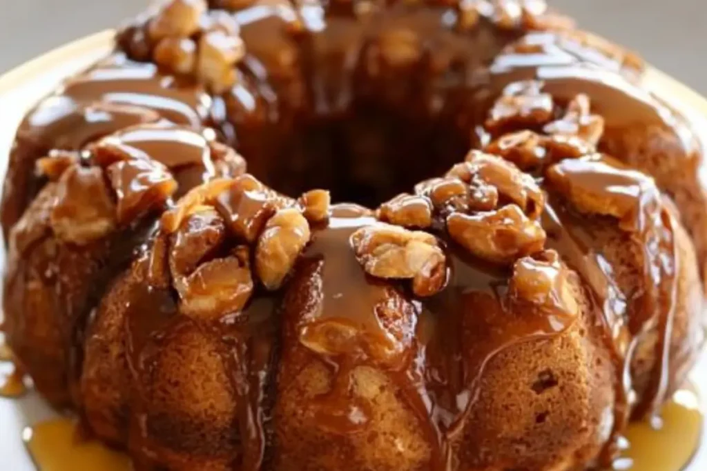 Freshly baked monkey bread on a plate.