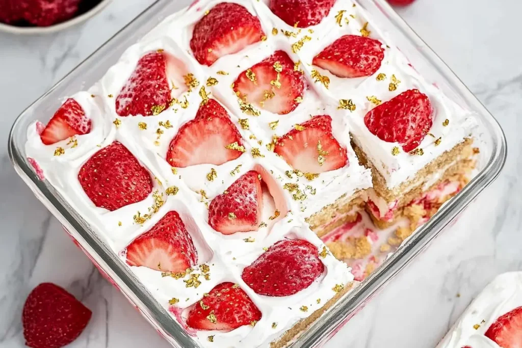 Delicious homemade strawberry tres leches cake