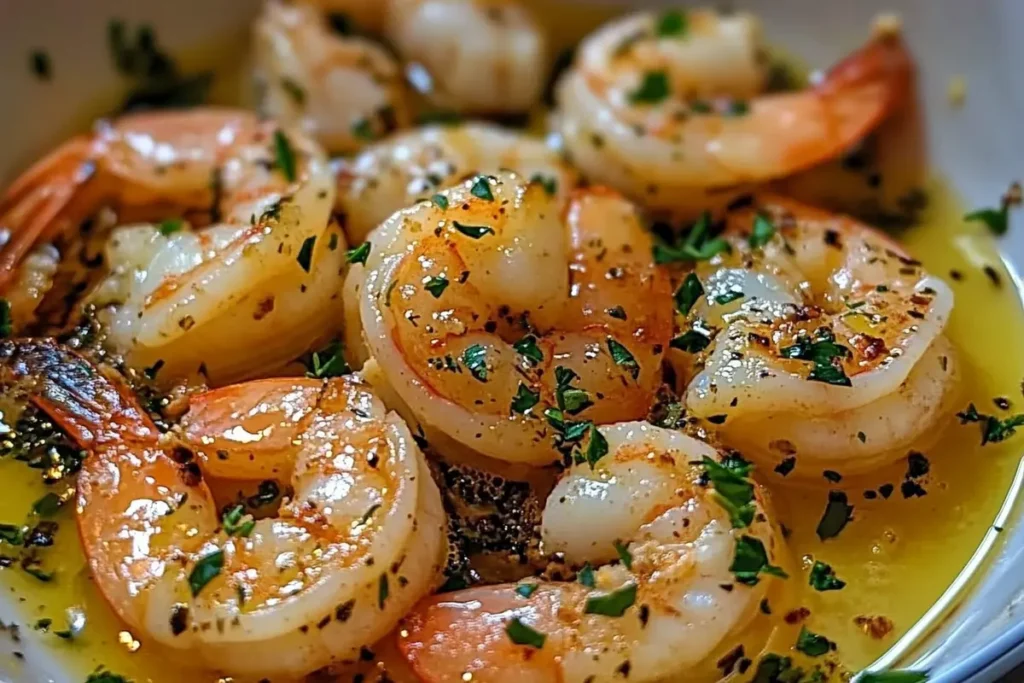 Simple garlic shrimp dish served on a plate