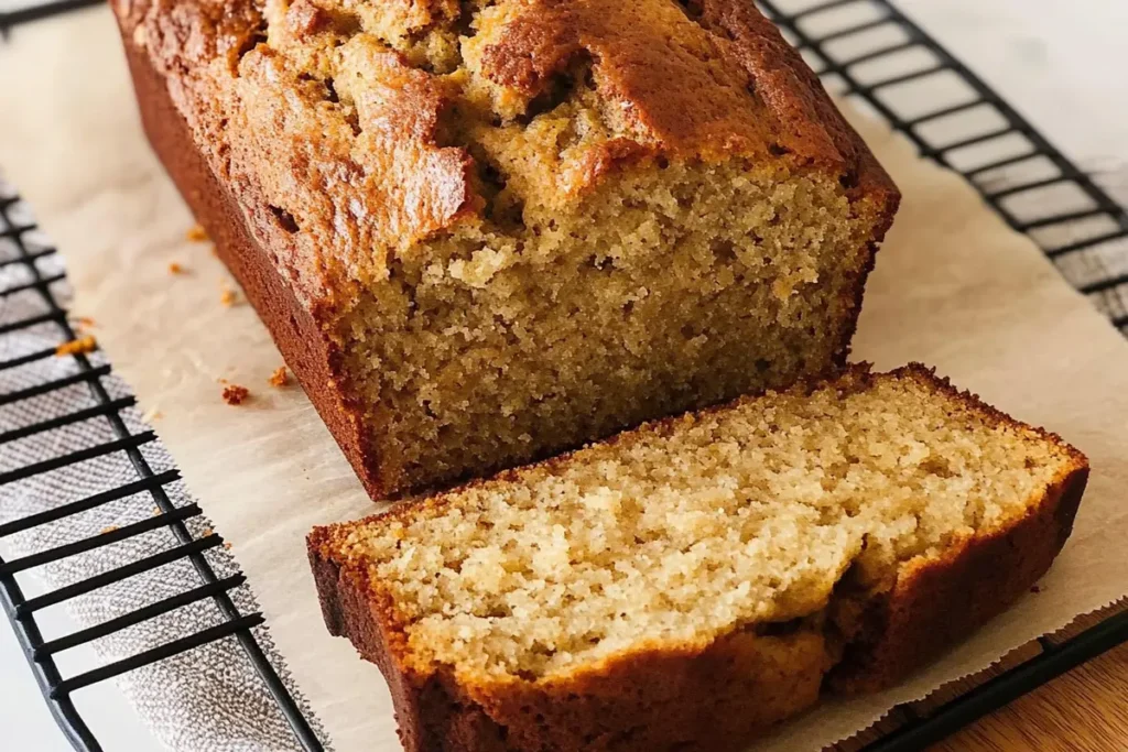 Slices of healthy banana bread on a plate.