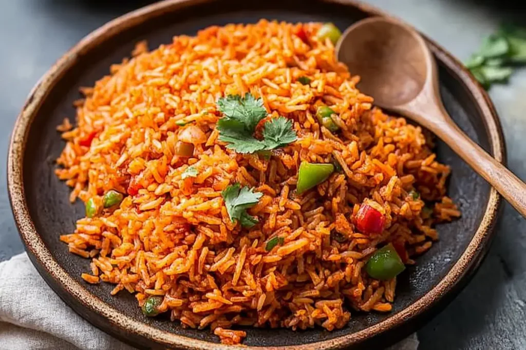 Freshly made Mexican rice recipe in a bowl.