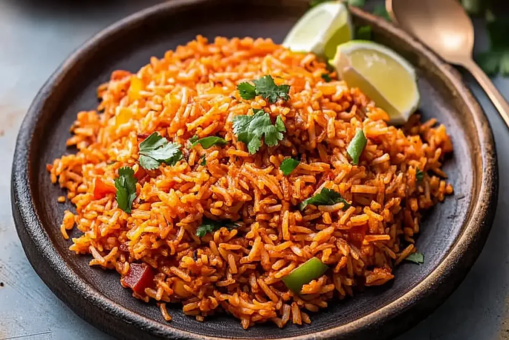 Freshly made Mexican rice recipe in a bowl.