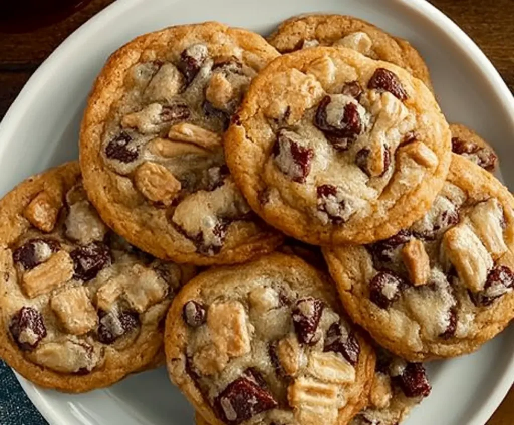 A bowl filled with ingredients for kitchen sink cookies.